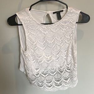 Lace white crop top